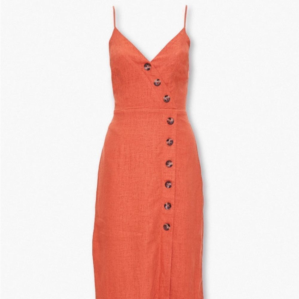 Linen-Blend Surplice Cami Dress Forever 21 Size Small